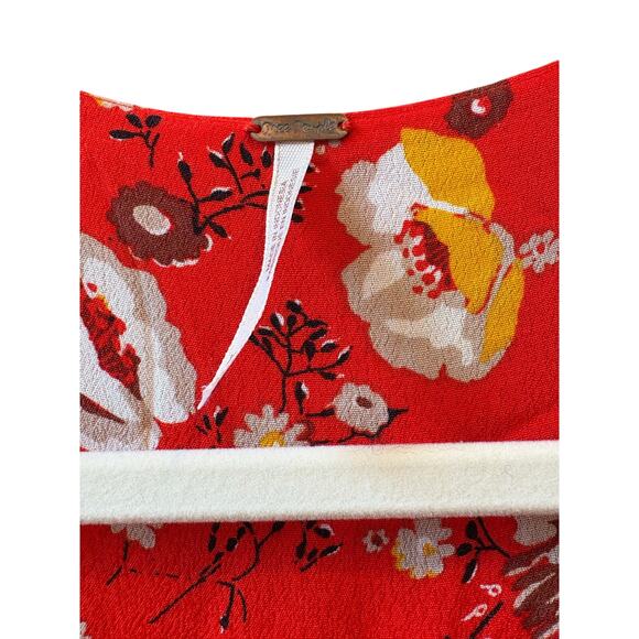 Free people Jess red maxi floral boho flutter sleeve wrap dress size XS - Picture 11 of 12